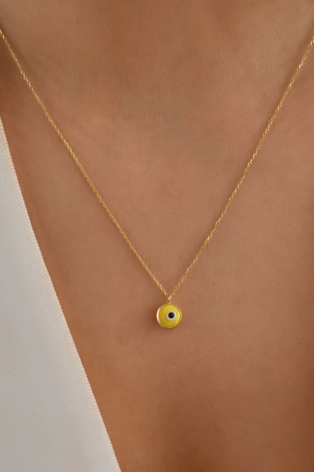 14 Ayar Mini Sarı Göz Altın Kolye