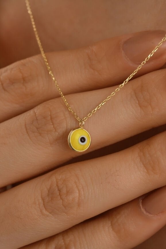 14 Ayar Mini Sarı Göz Altın Kolye
