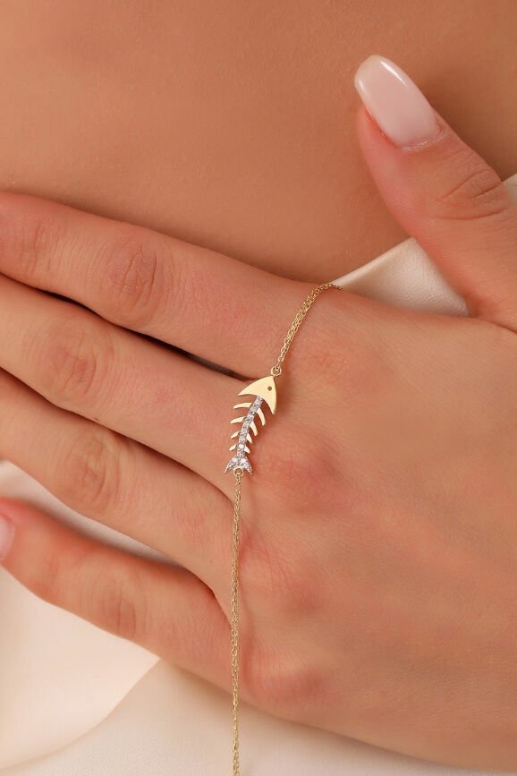 14 Ayar İskelet Balık Altın Bileklik SH1-BLK