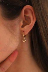 14 Ayar Altın Sallantılı Altıgen Küpe  EAR776