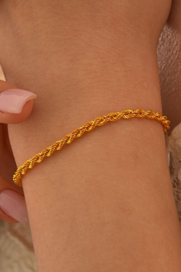 14 Ayar 3 mm Halat Altın Bileklik