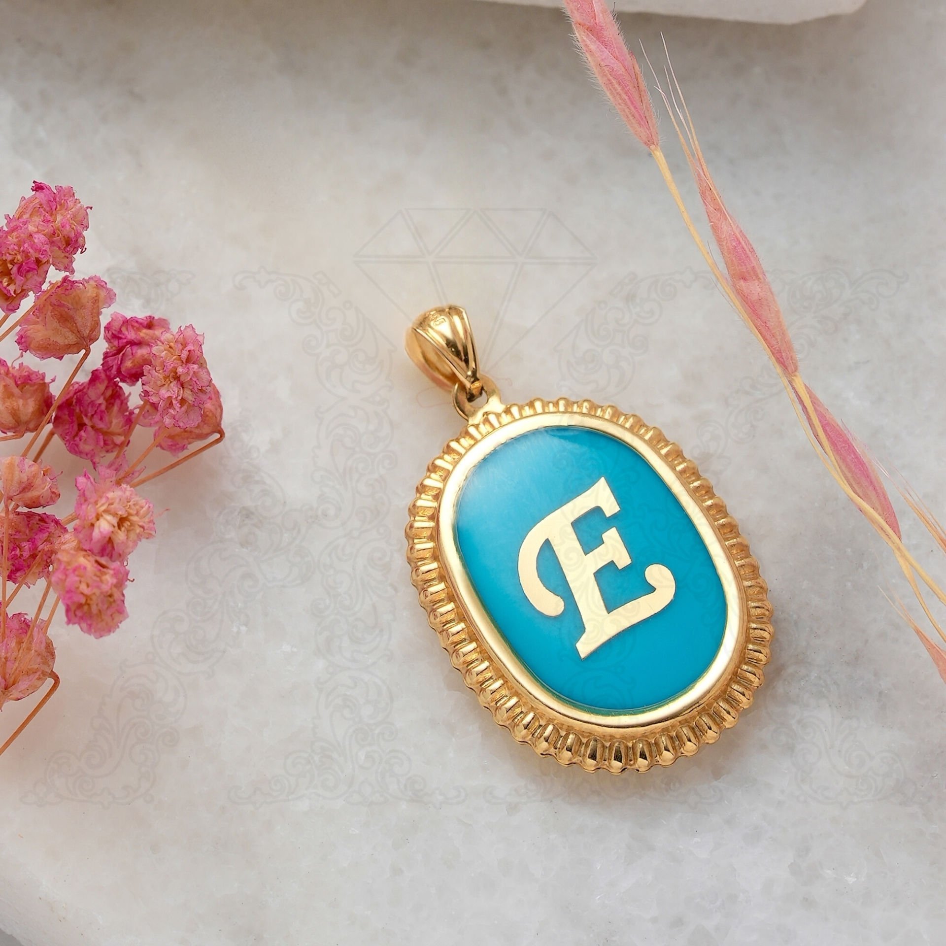 E Harfi 14 Ayar Altın Kolye Ucu NCKP707