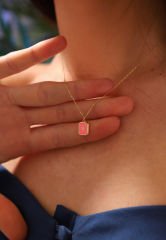 Kuzey Yıldızı 14 Ayar Altın Kolye Pembe Ucu CLSN674