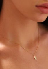 Mineli Melek Kanadı 14 Ayar Altın Kolye Ucu  Beyaz S40-KLU