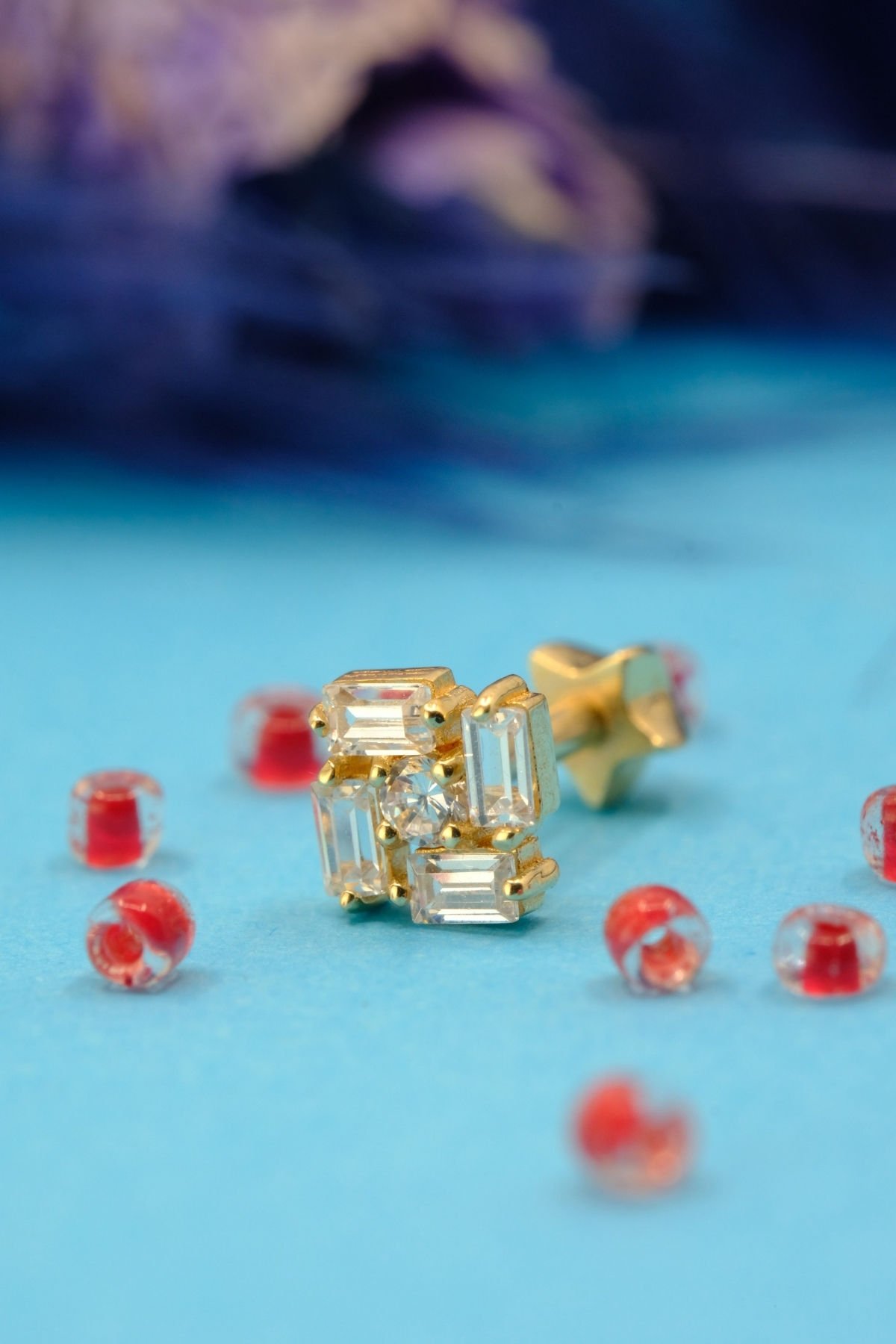14 Ayar Altın Baget Tragus Küpe GGG1